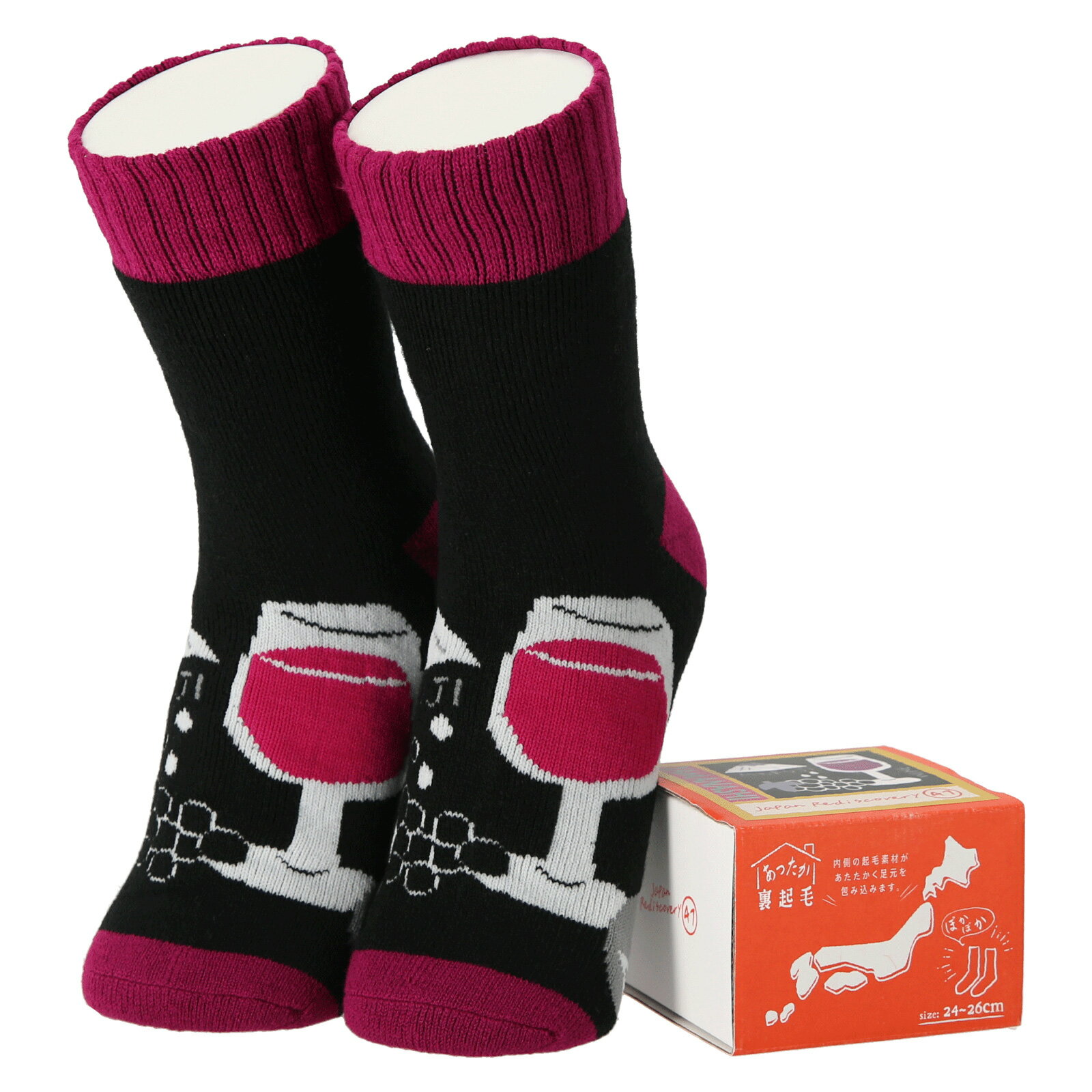 【47Japan Rediscovery（47ジャパン・リディスカバリー）】あったか裏起毛ソックス 山梨 富士五湖の恵みの水とワイン パープル【2025AW】