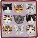 【グーグーワールド】 シェニールハンカチ (猫) ライトグレー 25cm×25cm