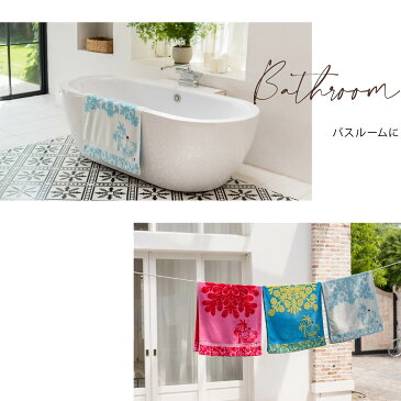【 キャシーマム×ハローキティ 】 バスタオル ハワイアンキルト柄 ハローキティ&ディアダニエル エンゼルストランペットホワイト