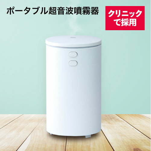お手軽 ポータブル超音波加湿器 次亜塩素酸 次亜塩素酸水対応 超音波式加湿器 加湿器 除菌消臭 上記給水式・耐次亜塩素酸水加工済み ジアニスト10倍希釈対応【イチオシ】