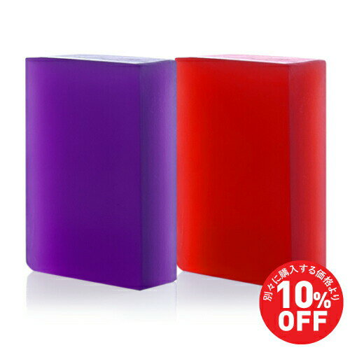 プラスキレイ ピールソープ（赤）100g + デアウ DeAU ピールソープブライト（紫）100gピーリング石鹸 ..