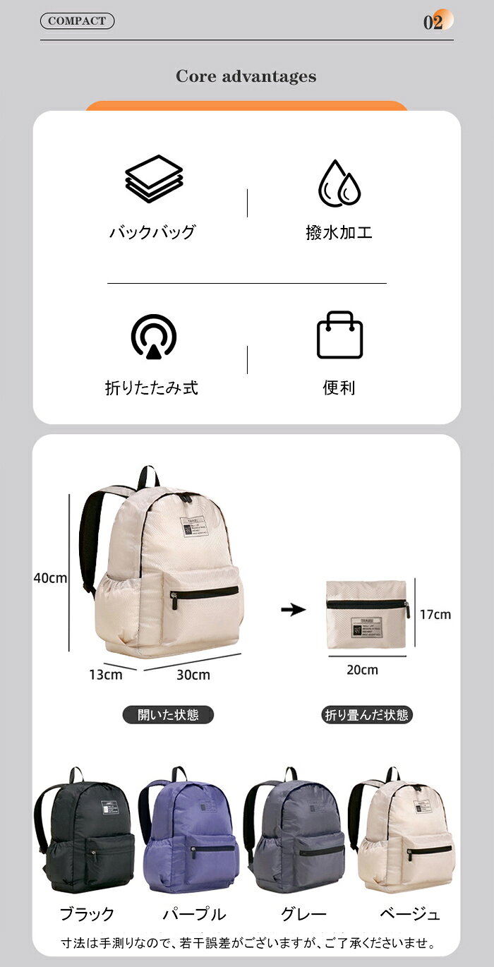 リュック レディース 撥水 旅行バッグ 軽量 a4 バッグ レディース 通勤 軽い 折りたたみバッグ 旅行用 エコバッグ マチ広 大きめ 大容量 折りたたみ バックバッグ レディース 旅行バッグ 折りたたみバッグ 旅行 メンズ サブバッグ 出張 ビジネス 通勤 持ち運び スポーツ isoda-10003690 イソダ サンプル画像3