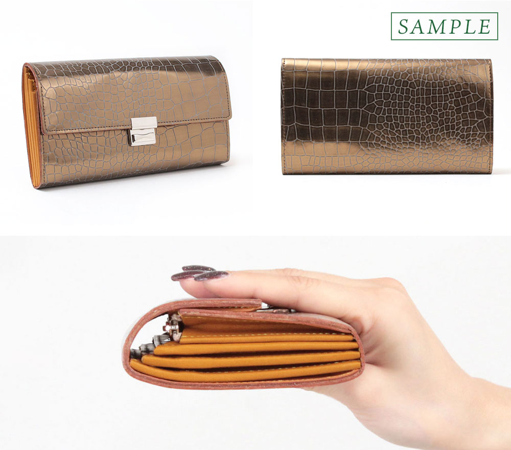 【 isola公式 】 財布 長財布 レディース 大容量 ギャルソン 本革 日本製 型押し メタリック ゴールド シルバー isola アイソラ グリンゴ マルタ 1502