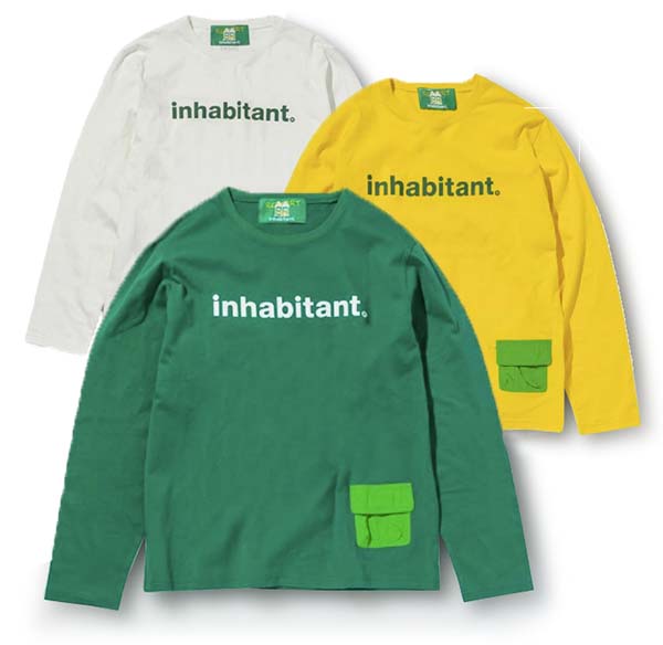 inhabitant(インハビタント)Cotton heavy jersey /3ColorロングTシャツ送料無料ロンT Tシャツ トップス アウトドア ストリート スケーター グリーン イエロー ホワイト