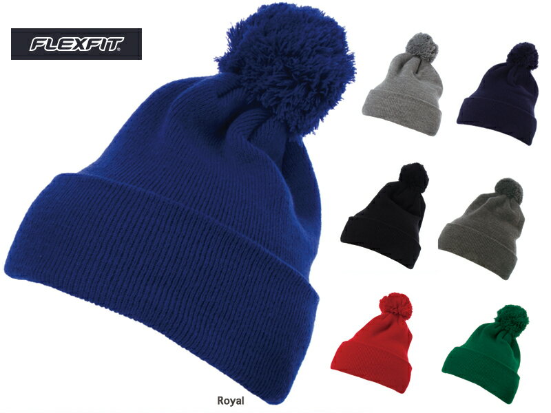 YUPOONG FLEXFIT ニット帽 ポンポン ニットキャップ メンズ レディース Cuffed Knit Beanie with Pom Pom