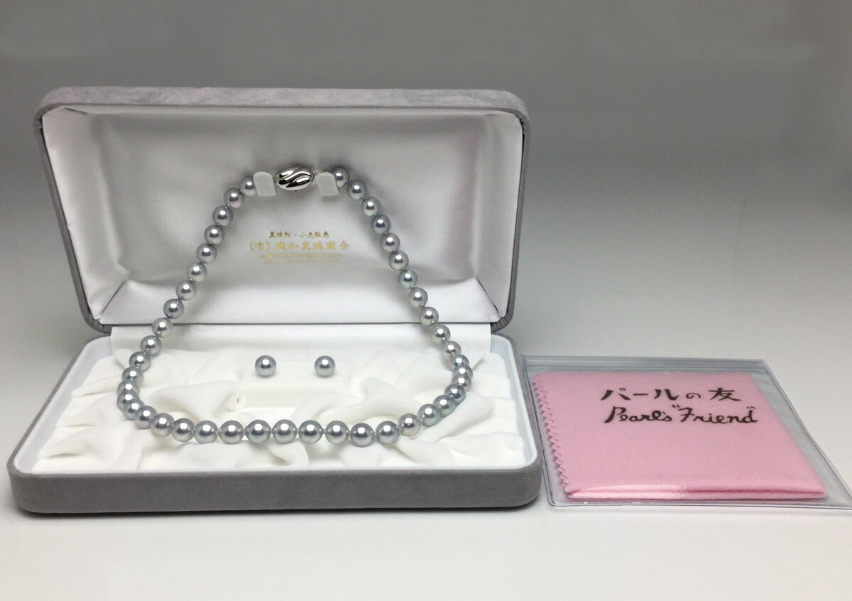 真珠 ネックレス パール アコヤ真珠 ブルーグレー ネックレスセット ピアス イヤリ...