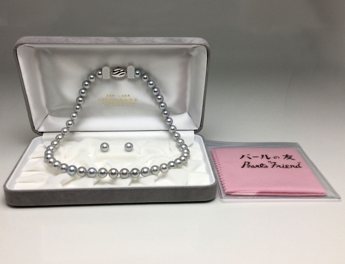 真珠 ネックレス パール アコヤ真珠 ブルーグレー ネックレスセット ピアス イヤリ...