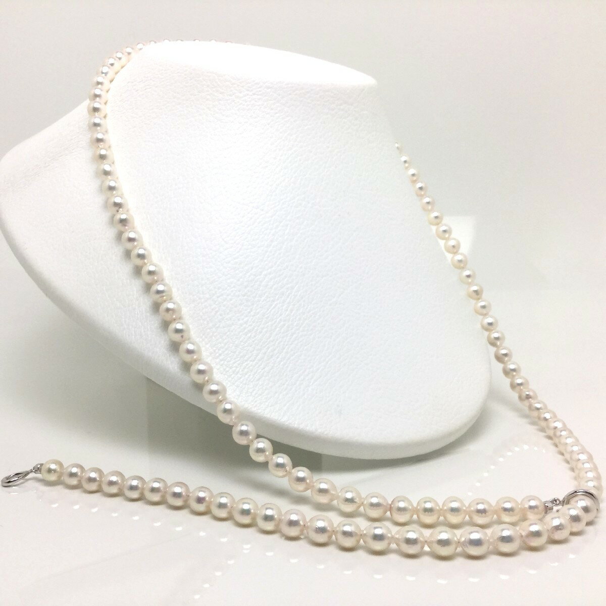 真珠 ネックレス パール アコヤ真珠 セミロング 6.5-7.0mm ホワイトピンク シルバー クリッカー 73903 ..