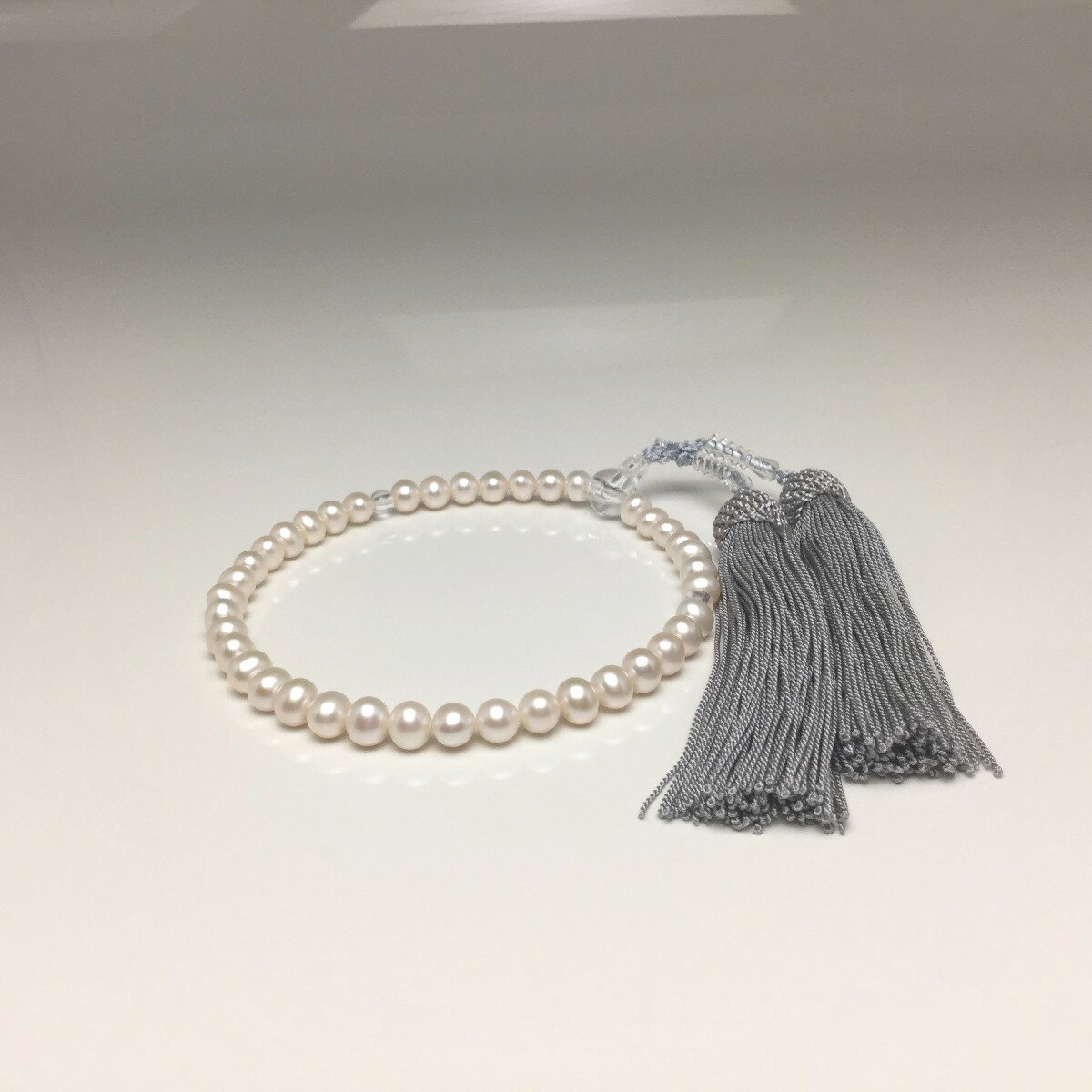 真珠 念珠（数珠） パール 淡水真珠 7.0-7.5mm ホワイト 人絹房 73827 イソワパール