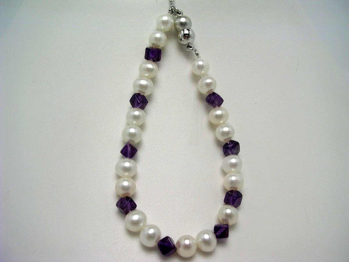 真珠 ブレスレット パール 淡水真珠 6.0-6.5mm ホワイト マグネット クラスップ 天然石 60293 イソワパ..