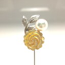 真珠 ピンブローチ パール アコヤ真珠 6.9mm ホワイトピンク シルバー シェル 植物 フラワー バラ 68283 イソワパール(4)