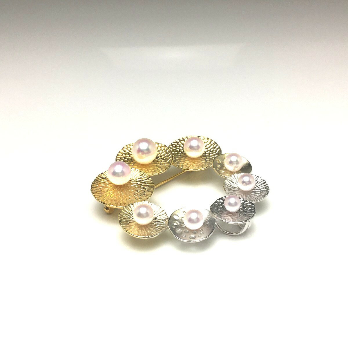 真珠 ブローチ パール アコヤ真珠 4.2-7.5mm ホワイトピンク シルバー 70520 イソワパール
