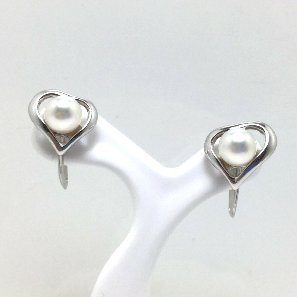 Pearl - 真珠 イヤリング パール アコヤ真珠 6.0mm ホワイトピンク シルバー ハート 79867 イソワパール