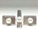 真珠 ネクタイピン パール アコヤ真珠 カフス セット 8.5mm ホワイトピンク シルバー 73125 イソワパール