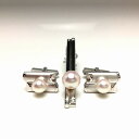 真珠 ネクタイピン パール アコヤ真珠 カフス セット 8.5mm ホワイトピンク シルバー 66433 イソワパール
