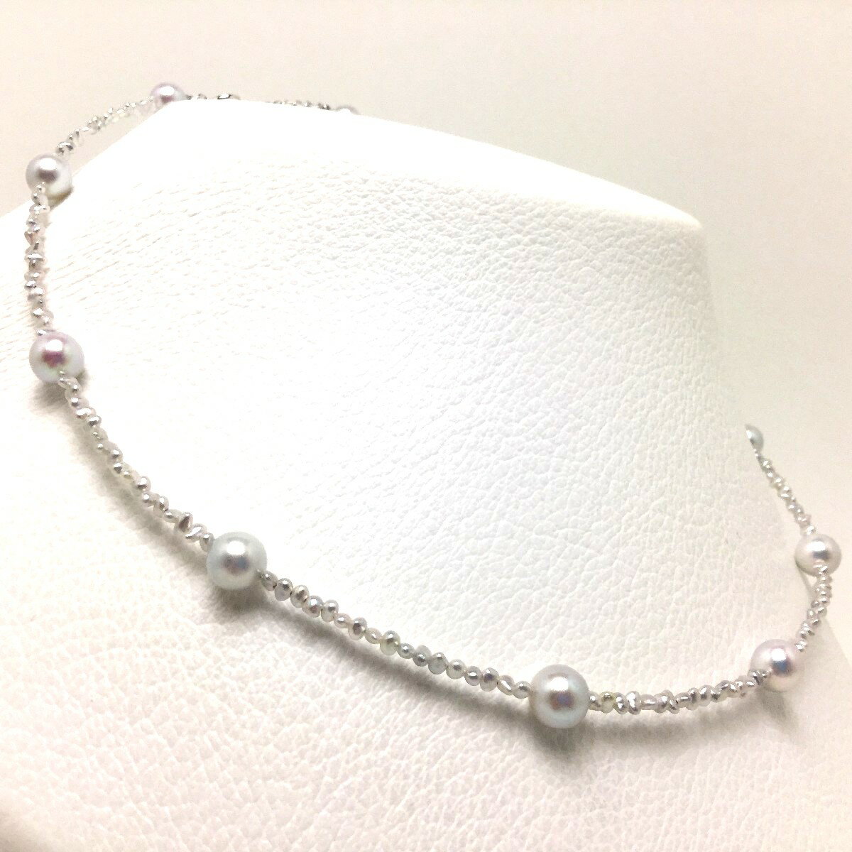 乐天商城 - 真珠 ネックレス パール アコヤ真珠天然ケシ アコヤ真珠 1連(約1.2mm) ホワイト シルバーブルー（ナチュラル）　 シルバー 引き輪 79405 イソワパール