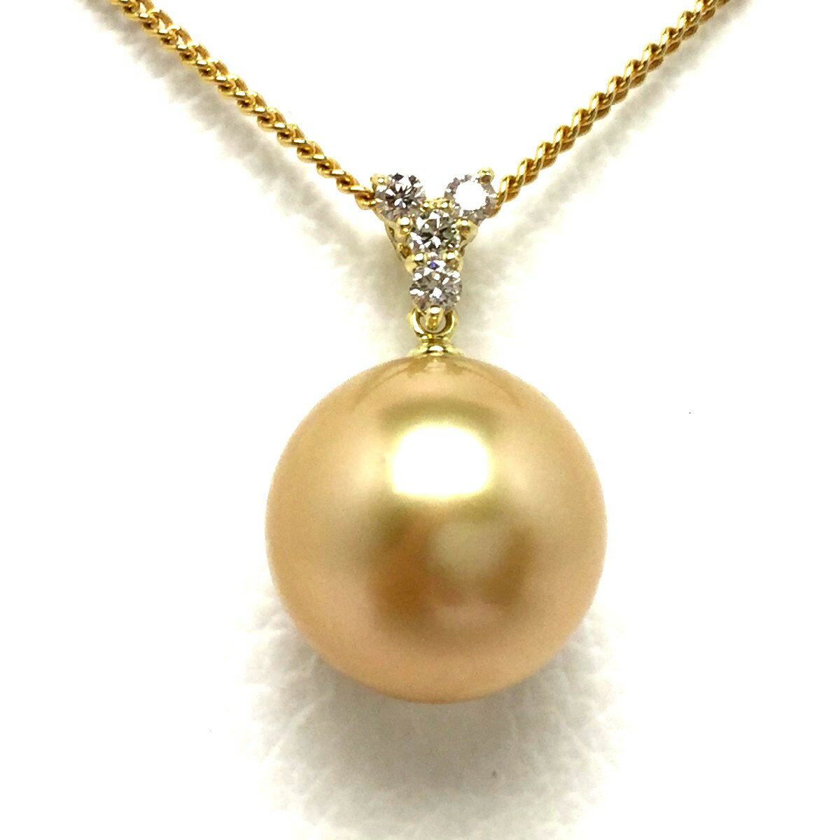 真珠 ペンダントトップ パール 白蝶真珠 12.0mm ゴールド（ナチュラル） K18 イエローゴールド ダイヤモンド 0.10ct 73100 イソワパール