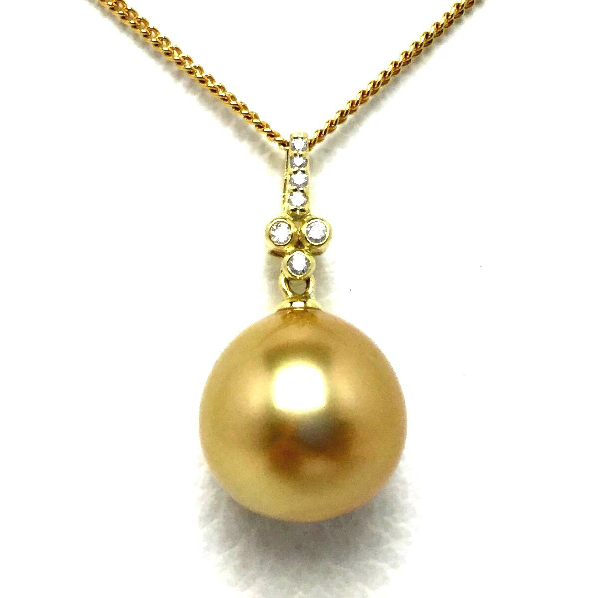 真珠 ペンダントトップ パール 白蝶真珠 13.0mm ゴールド（ナチュラル） K18 イエローゴールド ダイヤモンド 0.06ct 73226 イソワパール