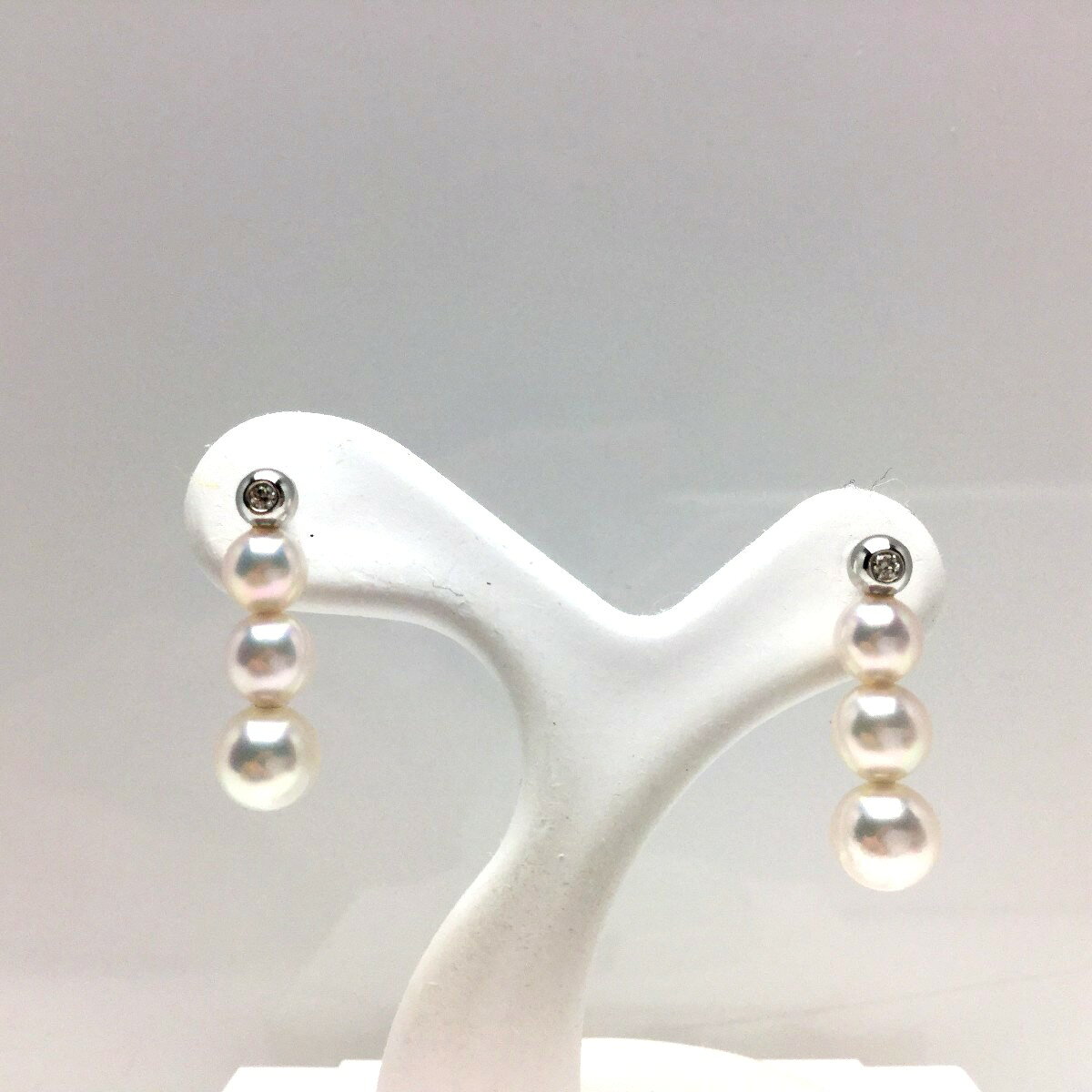 乐天商城 - 真珠 ピアス パール アコヤ真珠 スタッド 4.0mm・4.5mm・5.0mm ホワイトピンク K14 ホワイトゴールド ダイヤモンド 0.02ct 67199 イソワパール