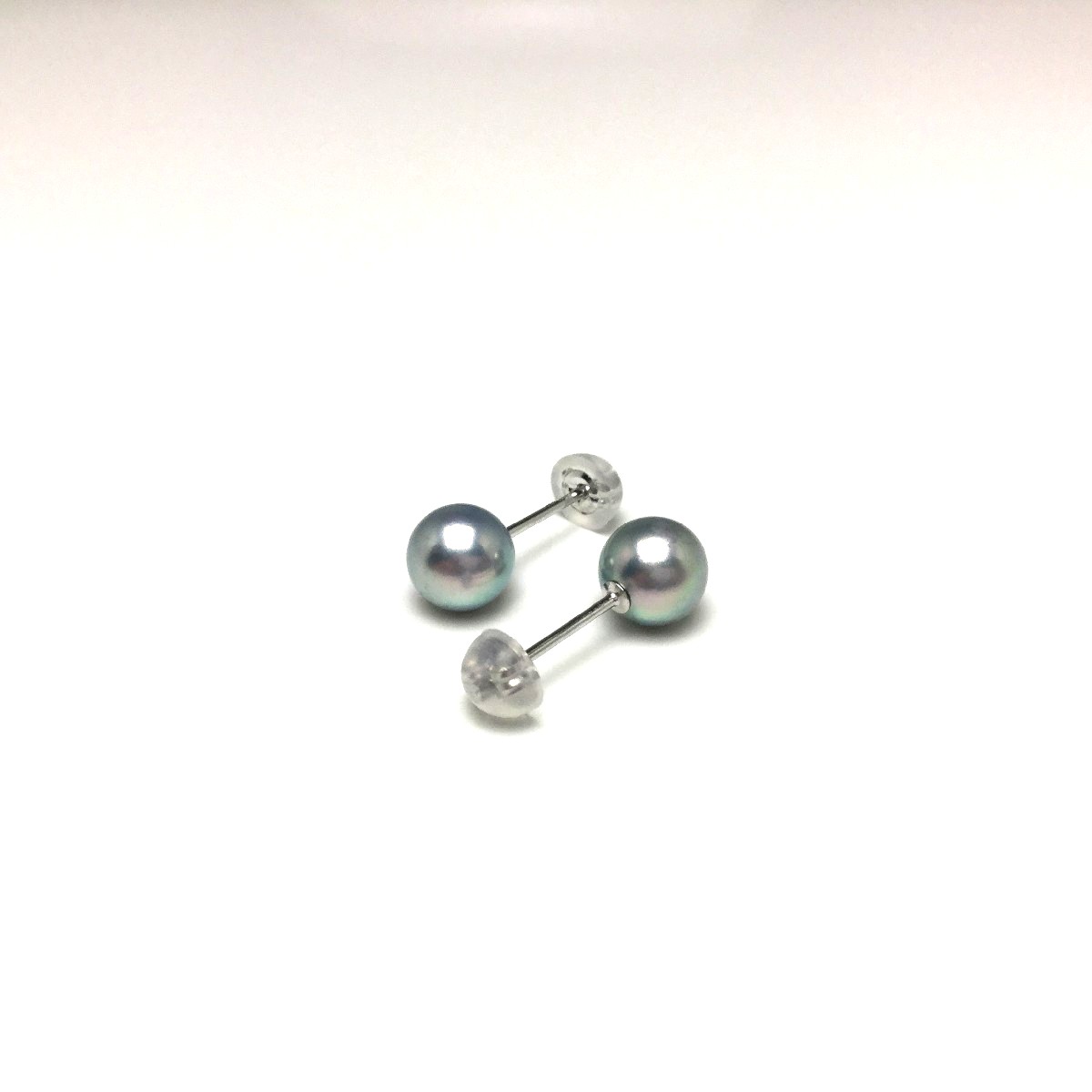 真珠 ピアス パール アコヤ真珠 スタッド 6.0-6.5mm シルバーブルー K14 ホワイト...