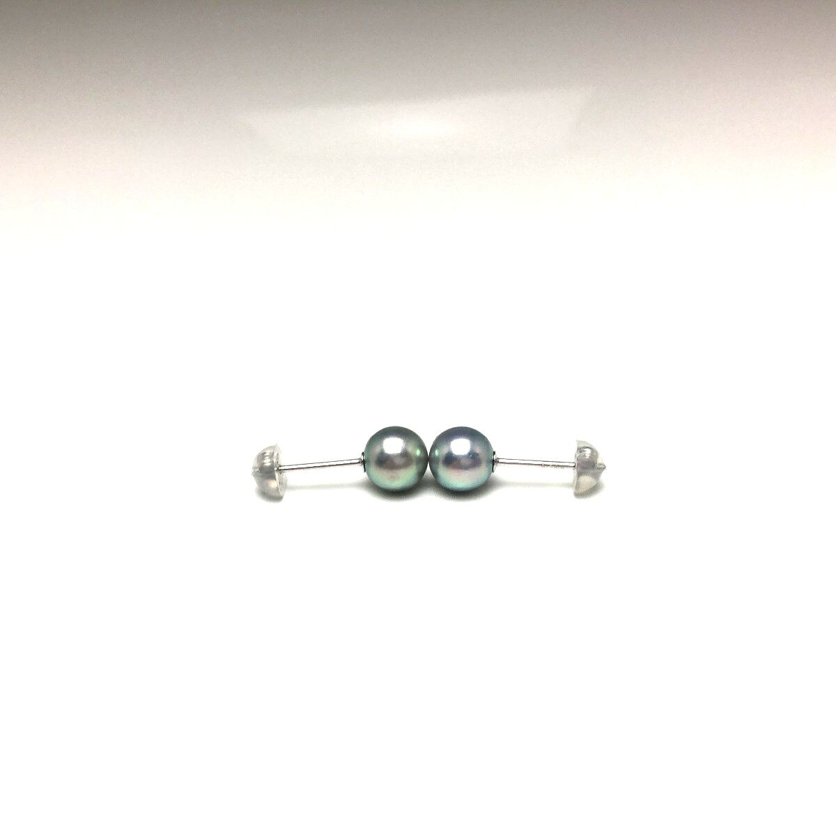 真珠 ピアス パール アコヤ真珠 スタッド 6.0-6.5mm シルバーブルー K14 ホワイト...