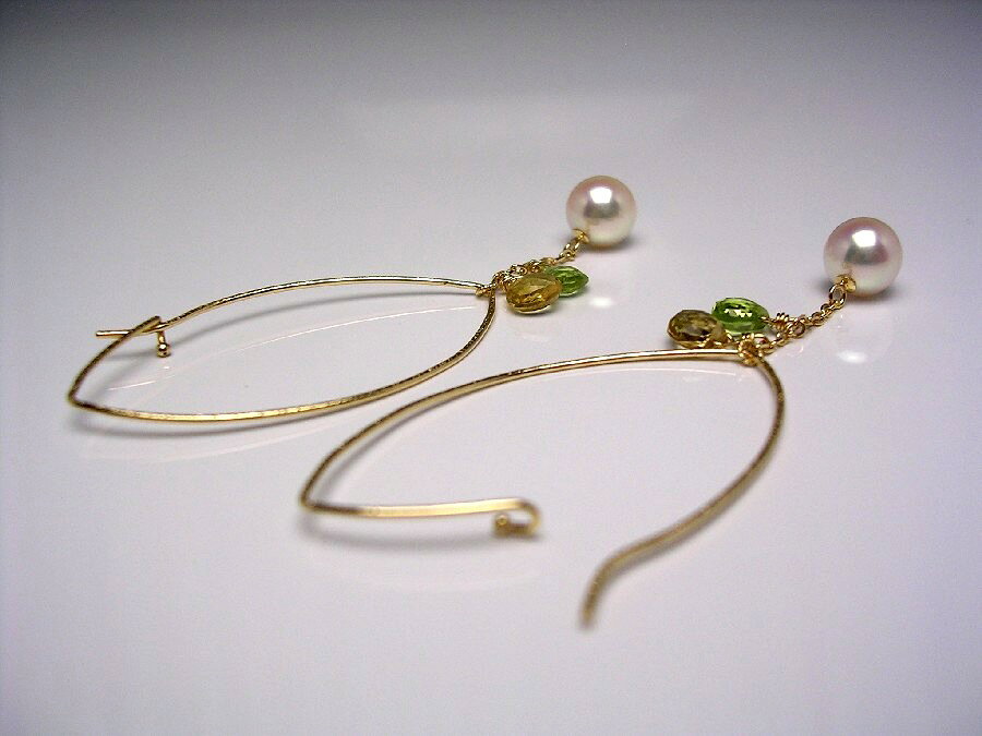 伊勢志摩の真珠専門店 IsowaPearlの真珠 ピアス パール アコヤ真珠 フック 6.9mm ホワイトピンク K18 イエローゴールド 天然石 ハート 44001 イソワパール｜アングル3
