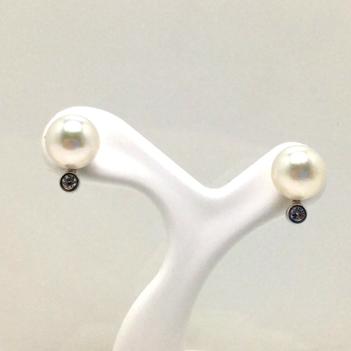 White Gold - 真珠 ピアス パール アコヤ真珠 スタッド 7.1mm ホワイト K14 ホワイトゴールド ダイヤモンド 0.08ct 73681 イソワパール