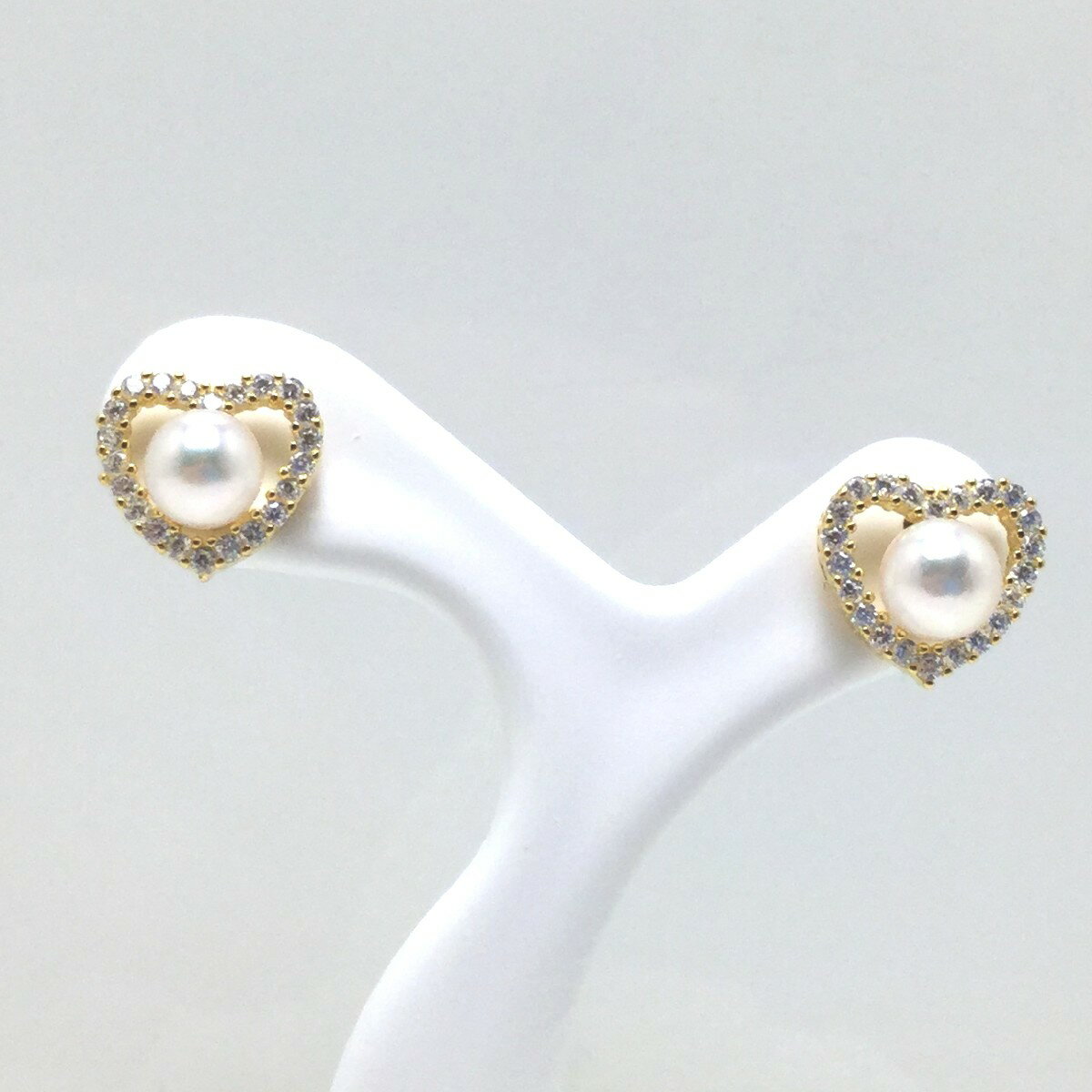 真珠 ピアス パール アコヤ真珠 スタッド 4.5-5.0mm ホワイトピンク シルバー ハート 79521 イソワパール