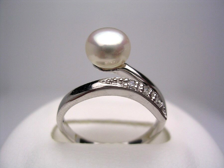 真珠 リング パール 淡水真珠 フリーサイズ 6.5-7.0mm ホワイト シルバー 48043 イソワパール
