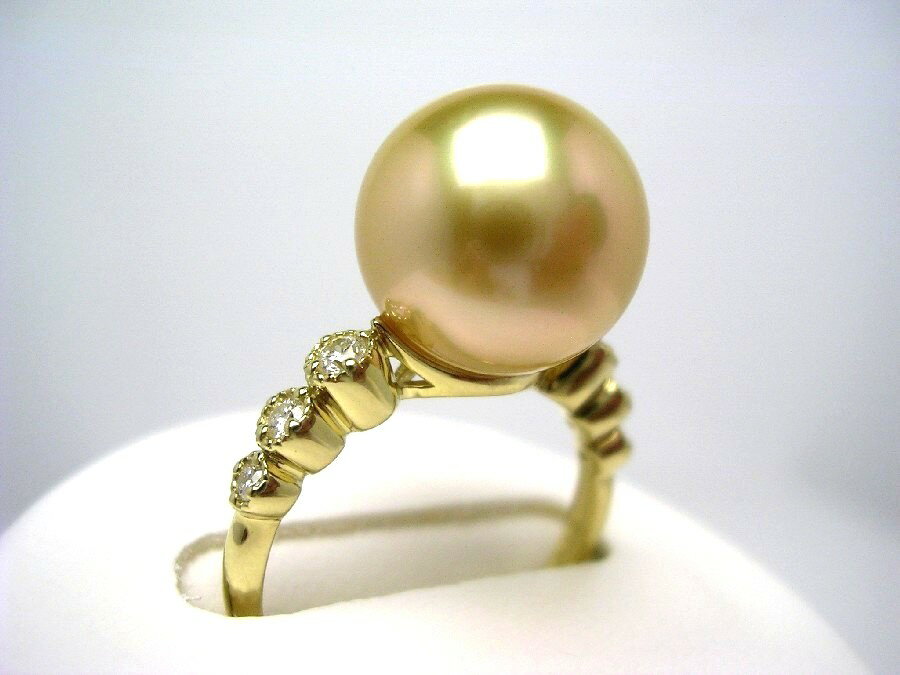 Rakuten - 真珠 リング パール GoldLip花珠 白蝶真珠 11.3mm ゴールド（ナチュラル） K18 イエローゴールド ダイヤ 0.15ct 53336 イソワパール