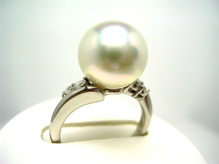 Rakuten - 真珠 リング パール WhiteLip花珠 白蝶真珠 11.0mm ホワイト Pt900 プラチナ ダイヤ 0.15ct 53742 イソワパール