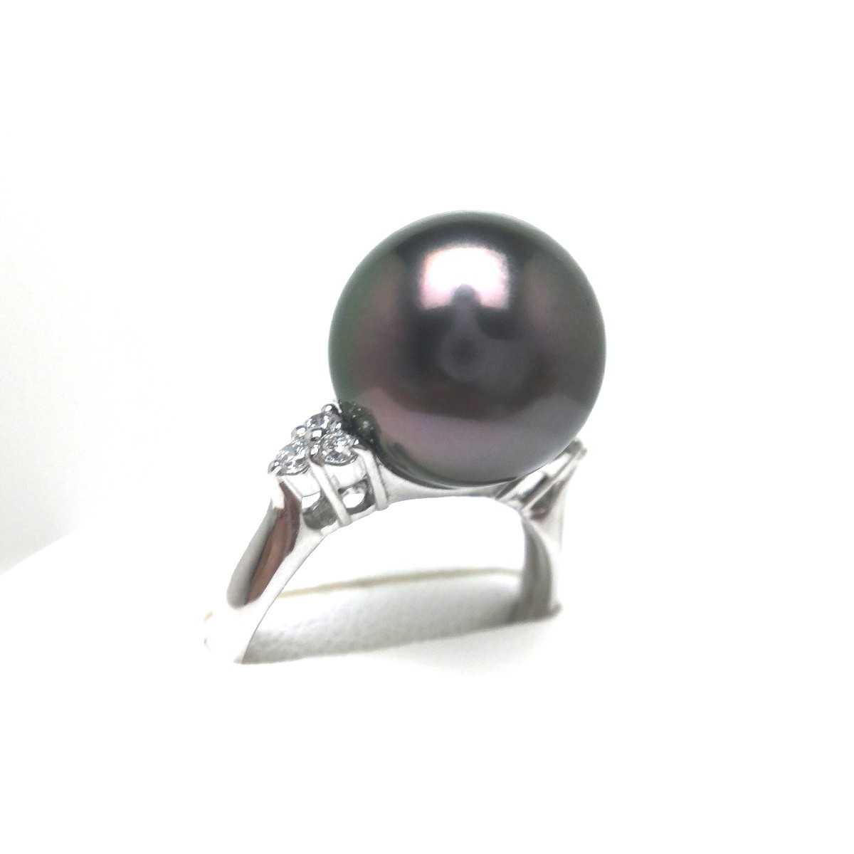 Rakuten - 真珠 リング パール BlackLip花珠 黒蝶真珠 11.8mm ピーコックグリーン Pt900 プラチナ ダイヤモンド 0.12ct 69047 イソワパール