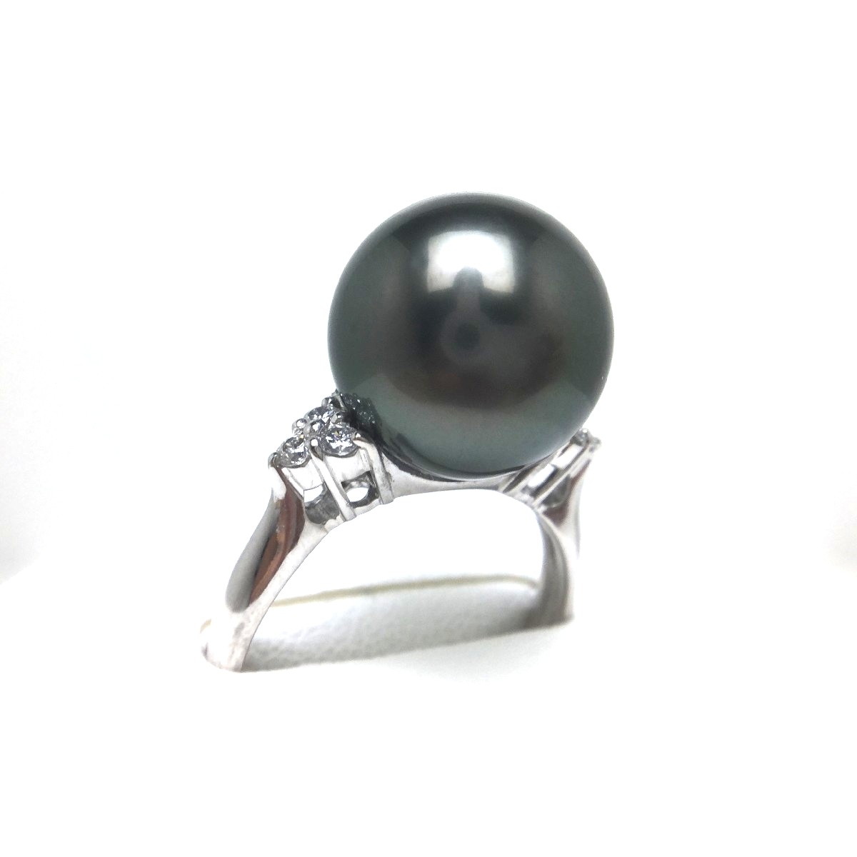 Rakuten - 真珠 リング パール BlackLip花珠 黒蝶真珠 11.8mm ピーコックグリーン Pt900 プラチナ ダイヤモンド 0.12ct 69048 イソワパール