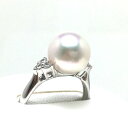 真珠 リング パール 花珠 アコヤ真珠 9.5mm ホワイトピンク Pt900 プラチナ ダイヤモンド 0.12ct 70252 イソワパール(4)