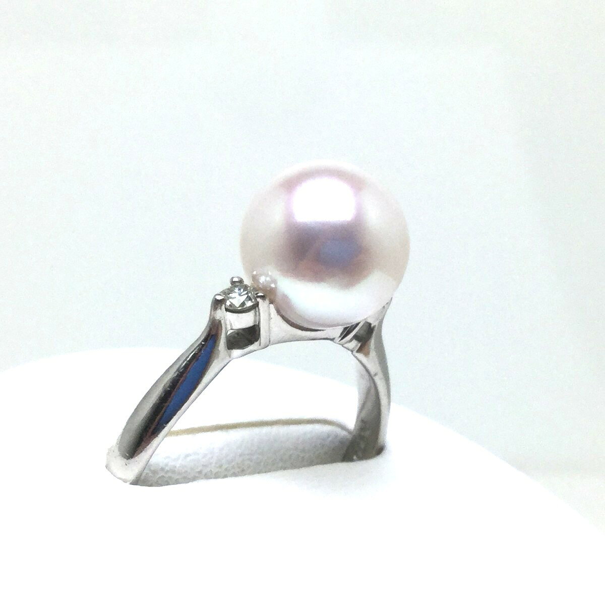 乐天商城 - 真珠 リング パール 花珠 てり最強 アコヤ真珠 9.5mm ホワイトピンク Pt900 プラチナ ダイヤモンド 0.10ct 79737 イソワパール