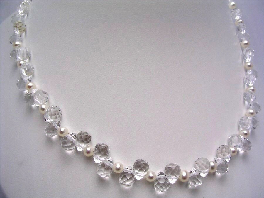 【楽天市場】淡水真珠 ネックレス 4.5-5mm ホワイト SV シルバー アジャスター 水晶 35846 イソワパール：Isowa Pearl