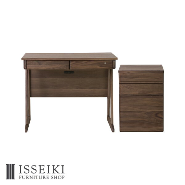 【10/20限定！ポイント5倍！】デスク 学習デスク 学習机 2点セット セット 書斎机 pcデスク ワークデスク 机 つくえ ワゴン サイドワゴン デスクワゴン キャスター 引き出し 3段 鍵 コンセント タブレットスタンド 木製 おしゃれ FRINK ISSEIKI