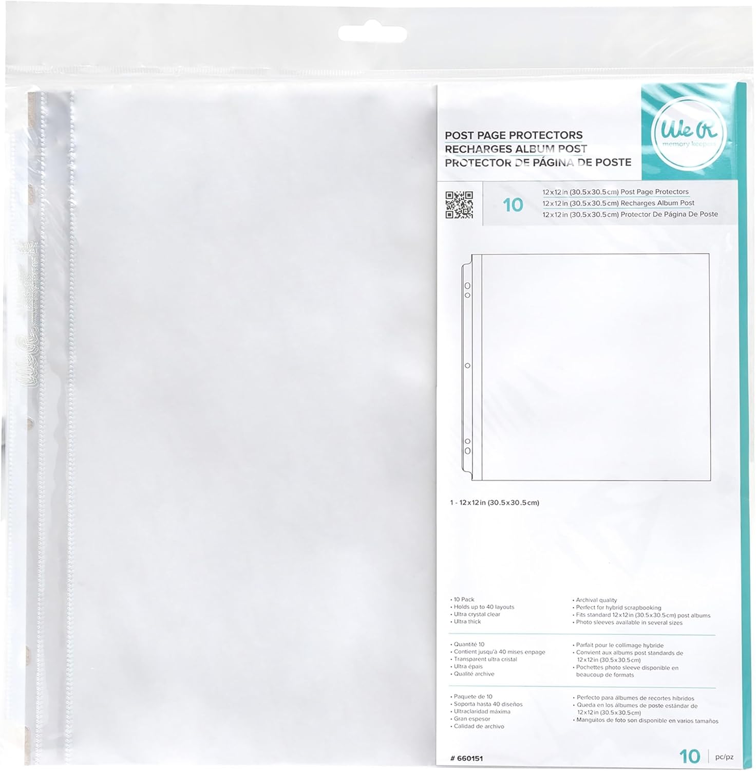 We R Memory Keepers Photo Sleeves - WR - Albums and Sleeves - 12 x 12 - Page Protectors - Post (10 Piece) 660151