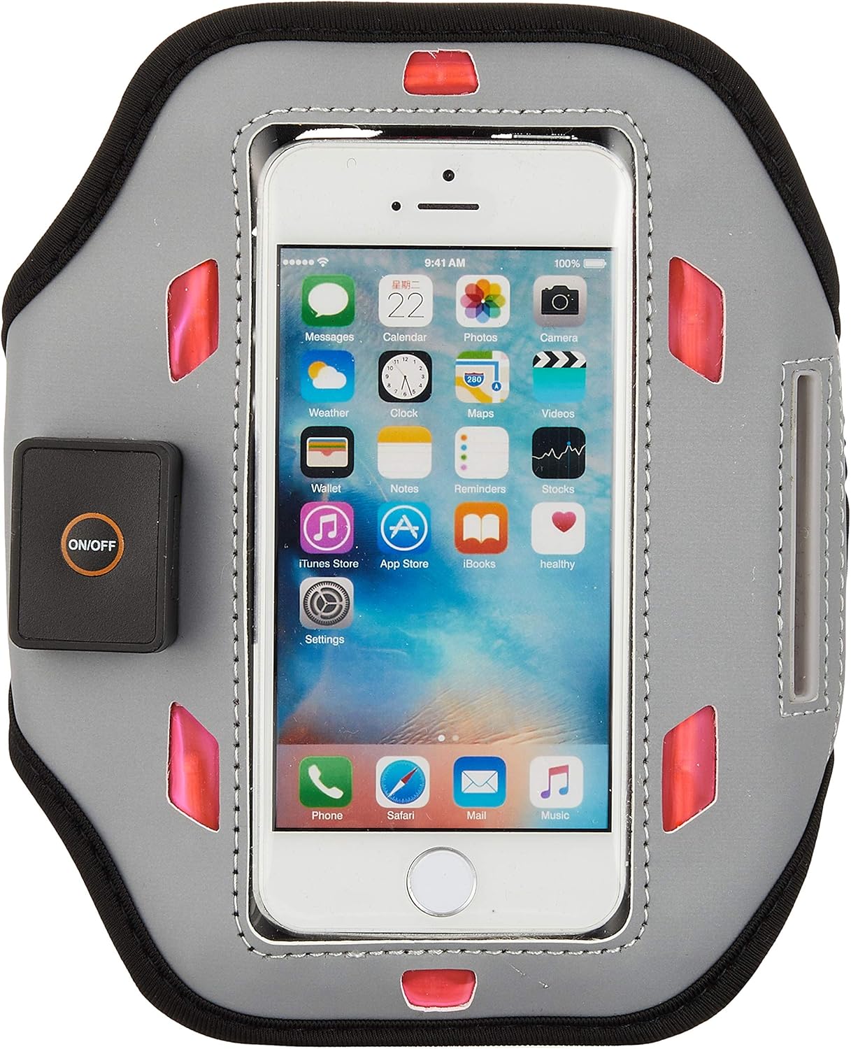【スーパーSALE 】■MYBAT iPhone5s / iPhone5 スポーツアームバンド ピンク点滅ライト付き