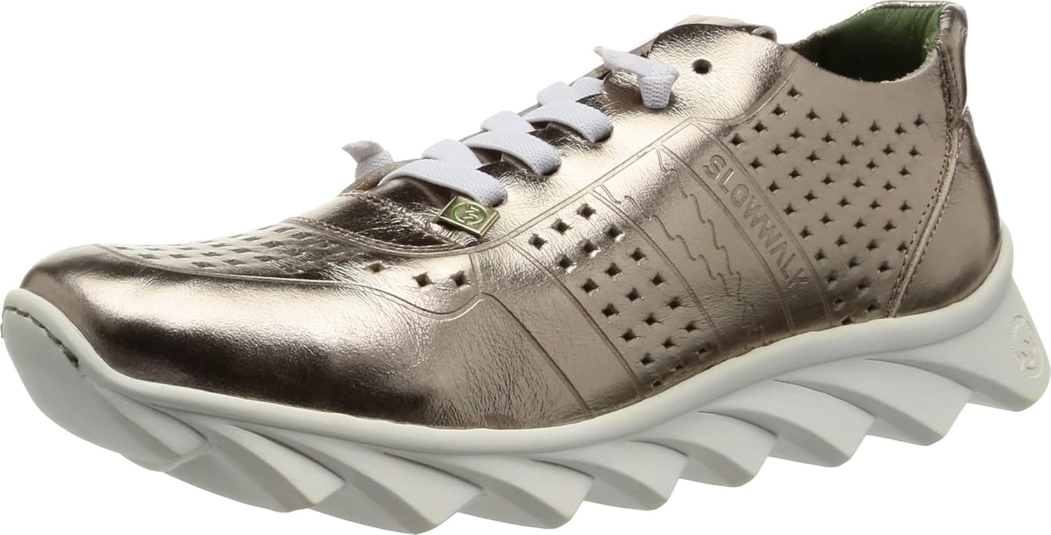 【スーパーSALE 】SLOWWALK 10516W NIBIRU-W METALIZADO GOLD SINISA BLANCO PURO スローウォーク スニーカー 10516W ゴールド 39