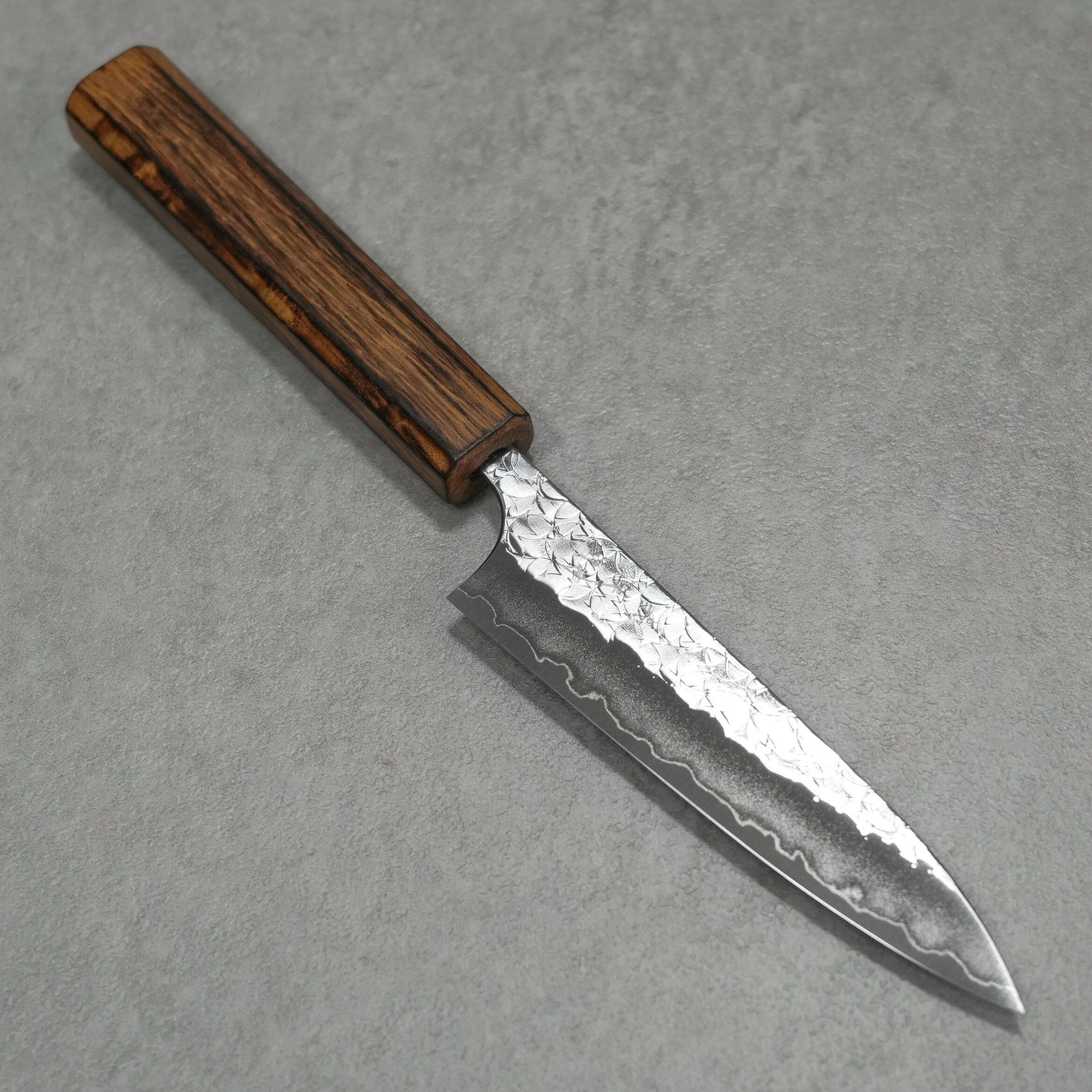 包丁 ペティナイフ 120mm 粉末ステンレスハイス スーパーゴールド2 槌目 鍛造 カトウ打刃物製作所 義実..