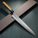 【楽天1位】包丁 筋引 270mm 筋引き 越前打刃物 V金10号 ステンレス ダマスカス 槌目 本鍛造 9寸 紫檀柄 義実作 カトウ打刃物製作所 日本製 肉引...