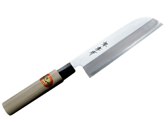 包丁 鎌型薄刃 5.5寸 165mm 安来白三鋼 堺孝行 霞研 口輪プラスチック柄 日本製 和包丁