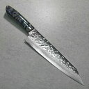 包丁 切付牛刀 210mm 牛刀 佐治打刃物 槌目 SRS13 粉末ハイス鋼 アクリル樹脂柄(パープルシルバー) 佐治武士 7寸 日本製 越前打刃物 すごくよく...