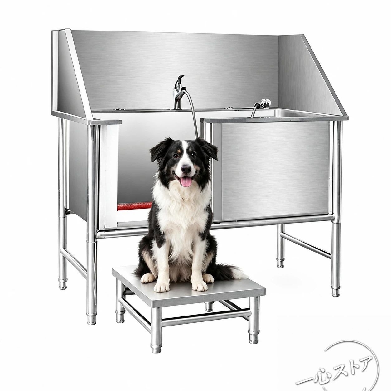 【高品質ステンレス製三面仕切り】:この犬用バスタブは、高品質で厚みのあるステンレススチールを一体成型した頑丈な構造で、耐久性、形状の均一性、変形しにくさに優れています。耐荷重性に優れ、錆びにくく腐食にも強く、お手入れも簡単です。三面仕切りにより、入浴中の水しぶきを防ぎ、周囲をドライに保ちます。仕切りは取り外し可能なので、必要に応じて取り付けたり外したりできます。【大型犬向け特大サイズ】:特大サイズなので、ペットが手足を伸ばしたり、ゆったりと立ったりできます。サイズは120×70×90cm（深さ40cm）、120×70×90cm（深さ50cm）、135×70×90cm（深さ50cm）の3種類をご用意しています。小型サイズでも大型犬がゆったりと過ごせます。大きめのサイズはゆったりとした空間を提供し、ペットの快適さを確保するとともに、水しぶきや床の濡れを防ぎます。【豪華機能、すぐに使用可能】: 引き出し式の蛇口とシャワーヘッドを装備し、お手入れや収納が簡単です。底面には滑り止めマットが敷かれており、ペットが浴槽内でバランスを保てます。付属のスライドドアはペットの出入りを容易にし、使用中にペットが飛び出すなどの事故を防ぎます。犬用固定リングステンレス製スツールを標準装備。付属品が揃っており、買ったその日からすぐにご利用いただけます。【簡単組み立て】:浴槽は一体型で、脚を取り付けるだけです。複雑な工具は不要で簡単に組み立てられます。【最適なシーン】:日常の入浴からプロのスパグルーミングまで幅広くお使いいただけます。ペットの様々な皮膚トラブルを効果的に予防し、健康な被毛を維持し、清潔で衛生的な入浴環境を提供することで、ペットを常に清潔に保ちます。この犬用バスタブは、高品質で厚みのあるステンレススチールを一体成型した頑丈な構造で。耐荷重性に優れ、錆びにくく腐食にも強く、お手入れも簡単です。三面仕切りにより、入浴中の水しぶきを防ぎ、周囲をドライに保ちます。仕切りは取り外し可能なので。特大サイズなので、ペットが手足を伸ばしたり、ゆったりと立ったりできます。日常の入浴からプロのスパグルーミングまで幅広くお使いいただけます。製品仕様製品名：犬 お風呂製品素材：高品質ステンレススチール製品カラー：ステンレス地色仕様製品寸法：120×70×90cm（深さ50cm）、135×70×90cm（深さ50cm）梱包寸法：140 x 75 x 60 cm総重量：30 kg製品の特徴1.この犬用バスタブは、高品質で厚みのあるステンレススチールを一体成型した頑丈な構造で、耐久性、形状の均一性、変形しにくさに優れています。2. 三面仕切りにより、入浴中の水しぶきを防ぎ、周囲をドライに保ちます。仕切りは取り外し可能なので。3.特大サイズなので、ペットが手足を伸ばしたり、ゆったりと立ったりできます。4.引き出し式の蛇口とシャワーヘッドを装備し、お手入れや収納が簡単です。5.底面には滑り止めマットが敷かれており、ペットが浴槽内でバランスを保てます6.犬用固定リングステンレス製スツールを標準装備。付属品が揃っており、買ったその日からすぐにご利用いただけます。7.複雑な工具は不要で簡単に組み立てられます。8.日常の入浴からプロのスパグルーミングまで幅広くお使いいただけます。【品質保証配送に関するご案内】1．当社製品に不具合やご不明な点がございましたら、どうぞお気軽にお問い合わせください。2．輸送中の振動や衝撃により、まれに製品に不具合や破損が生じる場合がございます。その際は、交換部品の再送などの対応をさせていただきますので、お気軽にご連絡ください。3．商品の種類が多いため、まれに説明書が同梱されていない場合がございます。説明書が届いていない場合、または商品の組み立て方法についてご不明な点がございましたら、お手数ですが当社までご連絡ください。電子版の説明書をお送りいたしますので、どうぞご安心ください。皆様のご理解とご支援に心より感謝申し上げます。4．本商品は大型貨物のため、配達日時をご指定いただくことはできません。あらかじめご了承ください。商品は建物1階の玄関先でのお渡しとなります。また、荷下ろし作業につきましては、お客様ご自身で人員や機材をご手配くださいますようお願いいたします。大型商品のため、輸送中に軽微な破損が生じる場合がございます。破損した部品については、交換部品を再送いたします。原則として返品返金はお受けいたしかねますので、あらかじめご了承ください。なお、北海道、沖縄県、離島などへの配送には、別途送料が発生いたします。何卒ご理解くださいますようお願い申し上げます。【高品質ステンレス製三面仕切り】:この犬用バスタブは、高品質で厚みのあるステンレススチールを一体成型した頑丈な構造で、耐久性、形状の均一性、変形しにくさに優れています。耐荷重性に優れ、錆びにくく腐食にも強く、お手入れも簡単です。三面仕切りにより、入浴中の水しぶきを防ぎ、周囲をドライに保ちます。仕切りは取り外し可能なので、必要に応じて取り付けたり外したりできます。【大型犬向け特大サイズ】:特大サイズなので、ペットが手足を伸ばしたり、ゆったりと立ったりできます。サイズは120×70×90cm（深さ40cm）、120×70×90cm（深さ50cm）、135×70×90cm（深さ50cm）の3種類をご用意しています。小型サイズでも大型犬がゆったりと過ごせます。大きめのサイズはゆったりとした空間を提供し、ペットの快適さを確保するとともに、水しぶきや床の濡れを防ぎます。【豪華機能、すぐに使用可能】: 引き出し式の蛇口とシャワーヘッドを装備し、お手入れや収納が簡単です。底面には滑り止めマットが敷かれており、ペットが浴槽内でバランスを保てます。付属のスライドドアはペットの出入りを容易にし、使用中にペットが飛び出すなどの事故を防ぎます。犬用固定リングステンレス製スツールを標準装備。付属品が揃っており、買ったその日からすぐにご利用いただけます。【簡単組み立て】:浴槽は一体型で、脚を取り付けるだけです。複雑な工具は不要で簡単に組み立てられます。【最適なシーン】:日常の入浴からプロのスパグルーミングまで幅広くお使いいただけます。ペットの様々な皮膚トラブルを効果的に予防し、健康な被毛を維持し、清潔で衛生的な入浴環境を提供することで、ペットを常に清潔に保ちます。この犬用バスタブは、高品質で厚みのあるステンレススチールを一体成型した頑丈な構造で。耐荷重性に優れ、錆びにくく腐食にも強く、お手入れも簡単です。三面仕切りにより、入浴中の水しぶきを防ぎ、周囲をドライに保ちます。仕切りは取り外し可能なので。特大サイズなので、ペットが手足を伸ばしたり、ゆったりと立ったりできます。日常の入浴からプロのスパグルーミングまで幅広くお使いいただけます。製品仕様製品名：犬 お風呂製品素材：高品質ステンレススチール製品カラー：ステンレス地色仕様製品寸法：120×70×90cm（深さ50cm）、135×70×90cm（深さ50cm）梱包寸法：140 x 75 x 60 cm総重量：30 kg製品の特徴1.この犬用バスタブは、高品質で厚みのあるステンレススチールを一体成型した頑丈な構造で、耐久性、形状の均一性、変形しにくさに優れています。2. 三面仕切りにより、入浴中の水しぶきを防ぎ、周囲をドライに保ちます。仕切りは取り外し可能なので。3.特大サイズなので、ペットが手足を伸ばしたり、ゆったりと立ったりできます。4.引き出し式の蛇口とシャワーヘッドを装備し、お手入れや収納が簡単です。5.底面には滑り止めマットが敷かれており、ペットが浴槽内でバランスを保てます6.犬用固定リングステンレス製スツールを標準装備。付属品が揃っており、買ったその日からすぐにご利用いただけます。7.複雑な工具は不要で簡単に組み立てられます。8.日常の入浴からプロのスパグルーミングまで幅広くお使いいただけます。【品質保証配送に関するご案内】1．当社製品に不具合やご不明な点がございましたら、どうぞお気軽にお問い合わせください。2．輸送中の振動や衝撃により、まれに製品に不具合や破損が生じる場合がございます。その際は、交換部品の再送などの対応をさせていただきますので、お気軽にご連絡ください。3．商品の種類が多いため、まれに説明書が同梱されていない場合がございます。説明書が届いていない場合、または商品の組み立て方法についてご不明な点がございましたら、お手数ですが当社までご連絡ください。電子版の説明書をお送りいたしますので、どうぞご安心ください。皆様のご理解とご支援に心より感謝申し上げます。4．本商品は大型貨物のため、配達日時をご指定いただくことはできません。あらかじめご了承ください。商品は建物1階の玄関先でのお渡しとなります。また、荷下ろし作業につきましては、お客様ご自身で人員や機材をご手配くださいますようお願いいたします。大型商品のため、輸送中に軽微な破損が生じる場合がございます。破損した部品については、交換部品を再送いたします。原則として返品返金はお受けいたしかねますので、あらかじめご了承ください。なお、北海道、沖縄県、離島などへの配送には、別途送料が発生いたします。何卒ご理解くださいますようお願い申し上げます。