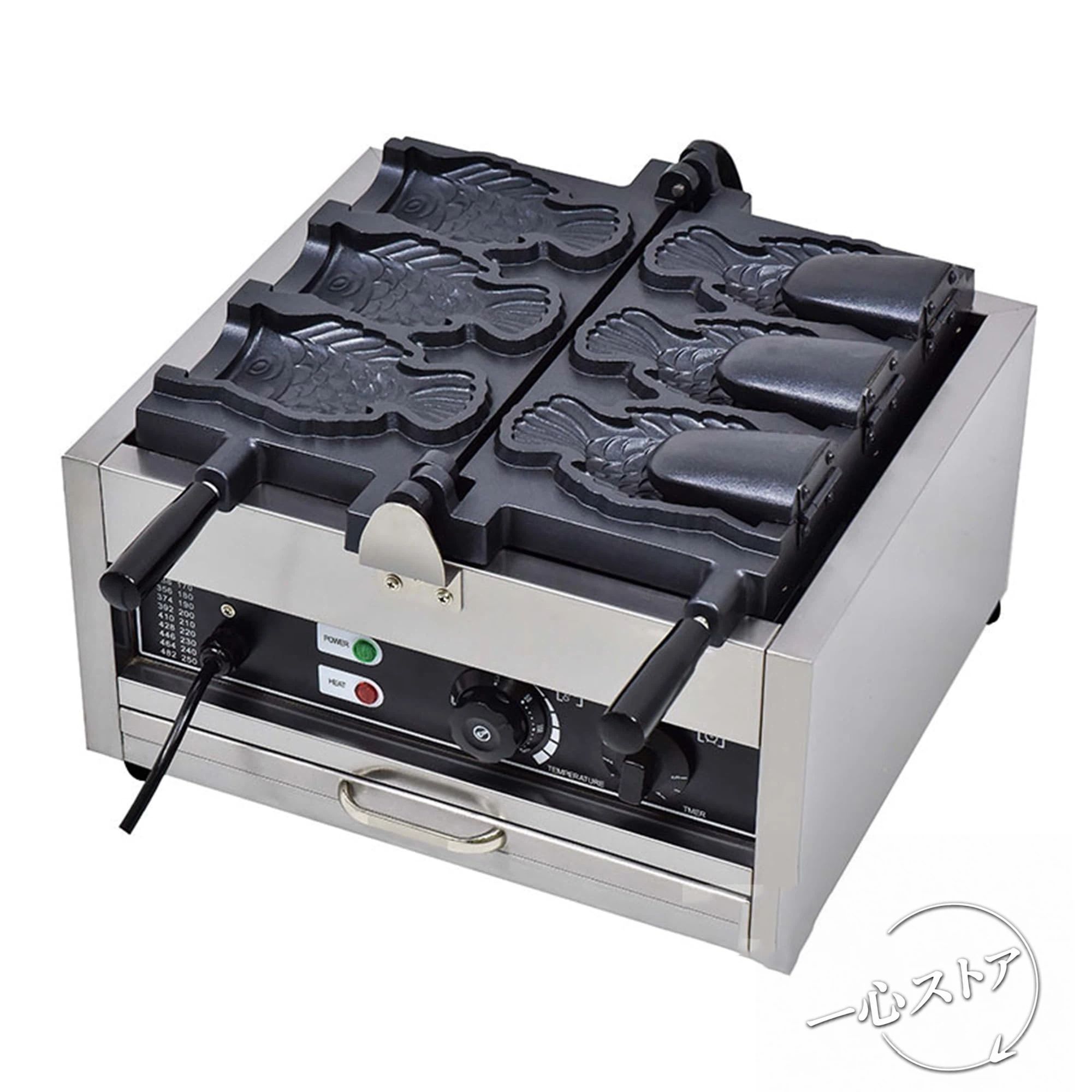 1、【電気式たい焼き機】：材質：厚みのあるステンレス鋼。製品サイズ：53cm×44cm×28cm、製品重量：10KG。電圧：100V-110V、周波数：50Hz-60Hz。タイミング機能：0-5分。スナックバー、食品街、ショッピングモール、映画館などに適しています。&nbsp;2、【高品質素材】：厚みのあるステンレス鋼を採用し、煙を抑えて、表面が滑らかで、操作が簡単で便利です。焦げ付き防止テフロンコーティングにより、非粘着性を持ち、3層構造を備え、より耐久性があります。&nbsp;3、【製品詳細】:マシンが加熱状態に入ると、電源ランプが点灯し、温度調整ノブで温度を制御でき、必要に応じて50～300で温度を自由に調整できます。テフロン加工を施した加熱プレートは食品グレードの素材でできており、耐久性があります。インジケーターが点灯すると加熱が開始され、作業が完了したら消灯します。本体は厚みのあるステンレス鋼を採用しており、耐久性があり、長期間作動しても大丈夫です。&nbsp;4、【操作手順】：1、機械を洗浄し、予熱します。2、原材料を対応する型に注ぎます。3、型を閉じて裏返します。4、温度と時間を設定します。5、料理が出てくるまで3分ほど待ちます。6、料理が出来上がったら、お召し上がりください。 注：この製品は、米国の標準仕様プラグを使用しています、ご使用のホームソケットが利用できない場合は、ご自身でUSデイプラグコンバーターを購入する必要があります。品質サービス:1、 当社の製品に問題がある場合は、お気軽にお問い合わせください。2、輸送中に多少の衝撃が加わる可能性がございます。万が一不具合や破損などがございましたら、部品の再送など対応させていただきますので、お気軽にご連絡くださいませ。3、商品が多いため、発送時に説明書をお送りし忘れることがございます。万が一、説明書が届いていない場合や、商品組み立てに関してご不明点がございましたら、お手数ですがご連絡いただけますようお願い申し上げます。電子版の説明書を再送させていただきますので、どうぞご安心ください。お客様にはご理解いただきますようお願い申し上げます。お客様のご支援が、私たちの励みとなっております。1、【電気式たい焼き機】：材質：厚みのあるステンレス鋼。製品サイズ：53cm×44cm×28cm、製品重量：10KG。電圧：100V-110V、周波数：50Hz-60Hz。タイミング機能：0-5分。スナックバー、食品街、ショッピングモール、映画館などに適しています。&nbsp;2、【高品質素材】：厚みのあるステンレス鋼を採用し、煙を抑えて、表面が滑らかで、操作が簡単で便利です。焦げ付き防止テフロンコーティングにより、非粘着性を持ち、3層構造を備え、より耐久性があります。&nbsp;3、【製品詳細】:マシンが加熱状態に入ると、電源ランプが点灯し、温度調整ノブで温度を制御でき、必要に応じて50～300で温度を自由に調整できます。テフロン加工を施した加熱プレートは食品グレードの素材でできており、耐久性があります。インジケーターが点灯すると加熱が開始され、作業が完了したら消灯します。本体は厚みのあるステンレス鋼を採用しており、耐久性があり、長期間作動しても大丈夫です。&nbsp;4、【操作手順】：1、機械を洗浄し、予熱します。2、原材料を対応する型に注ぎます。3、型を閉じて裏返します。4、温度と時間を設定します。5、料理が出てくるまで3分ほど待ちます。6、料理が出来上がったら、お召し上がりください。 注：この製品は、米国の標準仕様プラグを使用しています、ご使用のホームソケットが利用できない場合は、ご自身でUSデイプラグコンバーターを購入する必要があります。品質サービス:1、 当社の製品に問題がある場合は、お気軽にお問い合わせください。2、輸送中に多少の衝撃が加わる可能性がございます。万が一不具合や破損などがございましたら、部品の再送など対応させていただきますので、お気軽にご連絡くださいませ。3、商品が多いため、発送時に説明書をお送りし忘れることがございます。万が一、説明書が届いていない場合や、商品組み立てに関してご不明点がございましたら、お手数ですがご連絡いただけますようお願い申し上げます。電子版の説明書を再送させていただきますので、どうぞご安心ください。お客様にはご理解いただきますようお願い申し上げます。お客様のご支援が、私たちの励みとなっております。