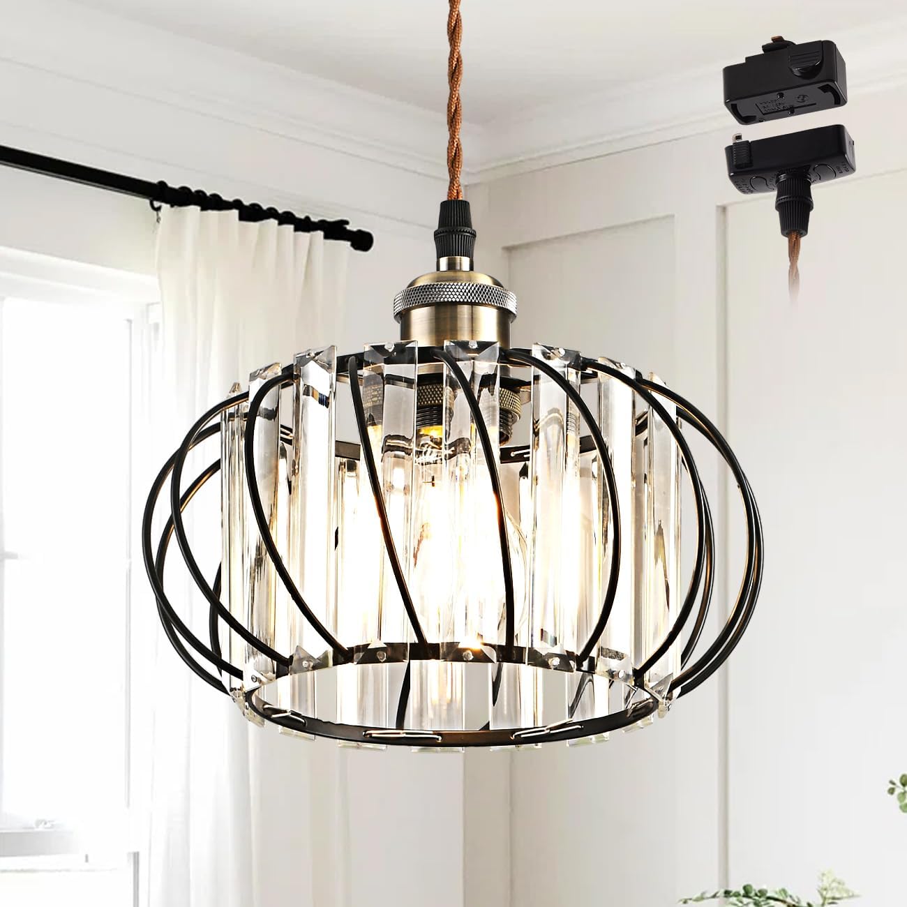 ペンダントライト E26口金 引掛け式 ダクトレール式 引掛シーリングプラグ付き コード付き 吊り下げ 60cm調節可能 インテリア 天井照明 ダイニング 工業風 装飾器具 (電球別売り)