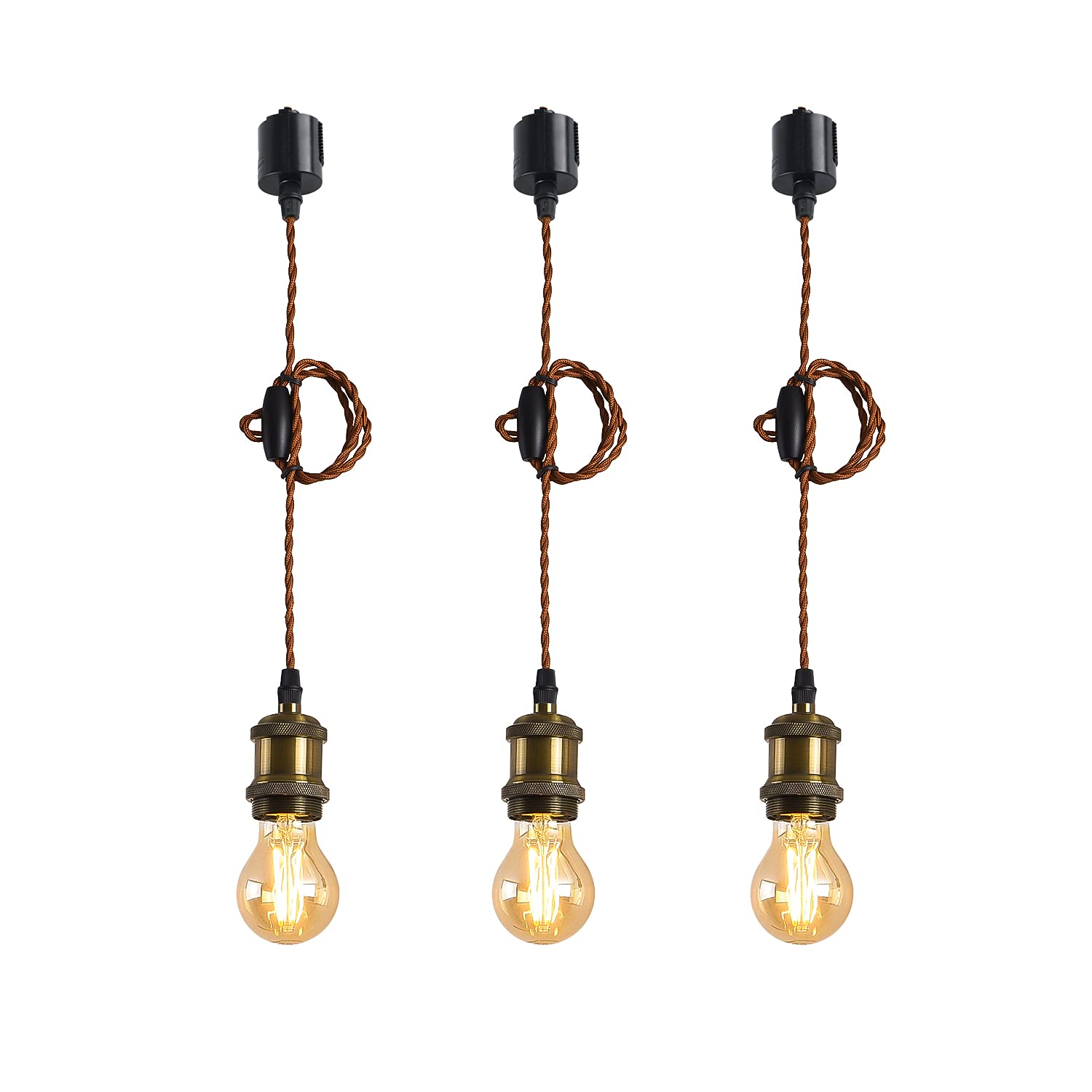 ペンダントライト E26口金 LED電球付き フィラメント電球 電球ソケット 照明器具 配線ダクトレール用 天井照明 吊り下げ コード付き 100cm調節可能 PSE認証済