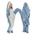 サメ寝袋 ハロウィン フランネル shark blanket サメブランケット サメ着る毛布 きぐるみ パジャマ 大人用 寝袋 穿く毛布 着る毛布 かわいい 可愛い 防寒 お昼寝毛布 冷房対策 防寒グッズ 面白い プレゼント コスプレ衣装(3)