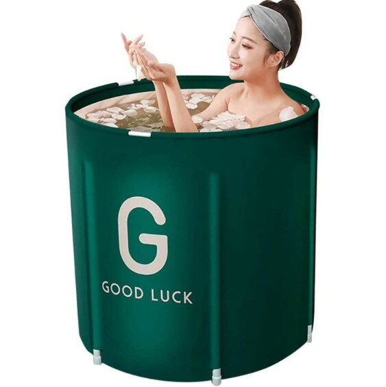 ポータブルバスタブ 折り畳み浴槽 大人の子供SPA お風呂の浴槽 キャンプに 持ち運び浴槽 ビニールプール 家庭用 バスタブ シャワールームに バケツ (グリーン 70*65cm)